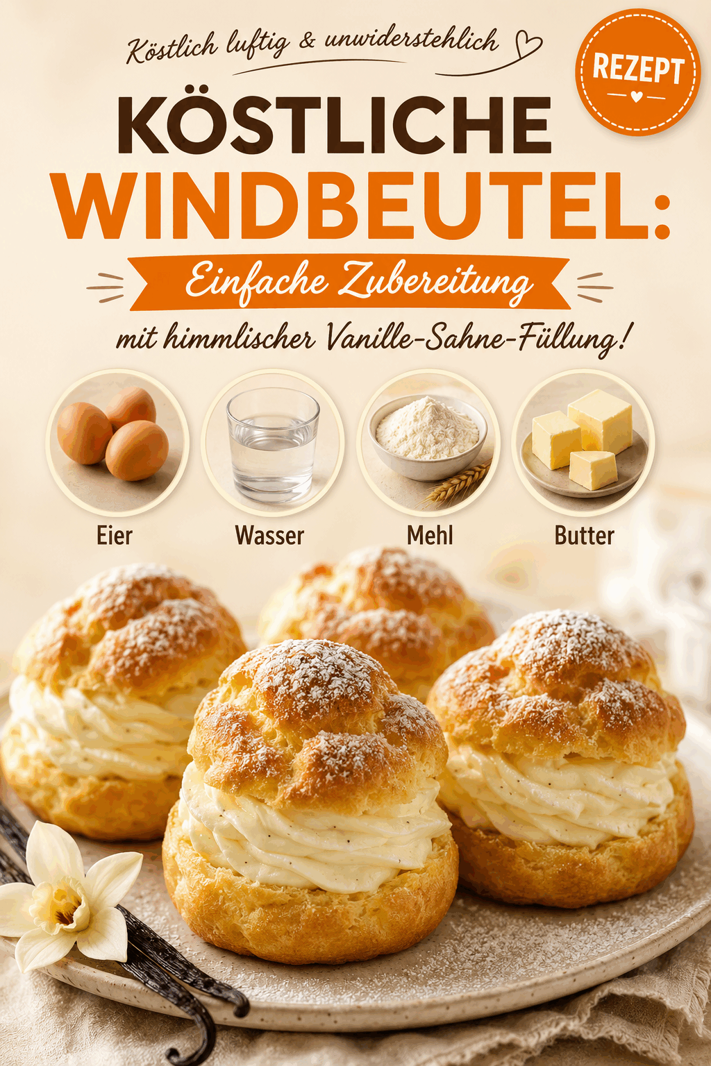 Köstliche Windbeutel: Einfache Zubereitung mit himmlischer Vanille-Sahne-Füllung!
