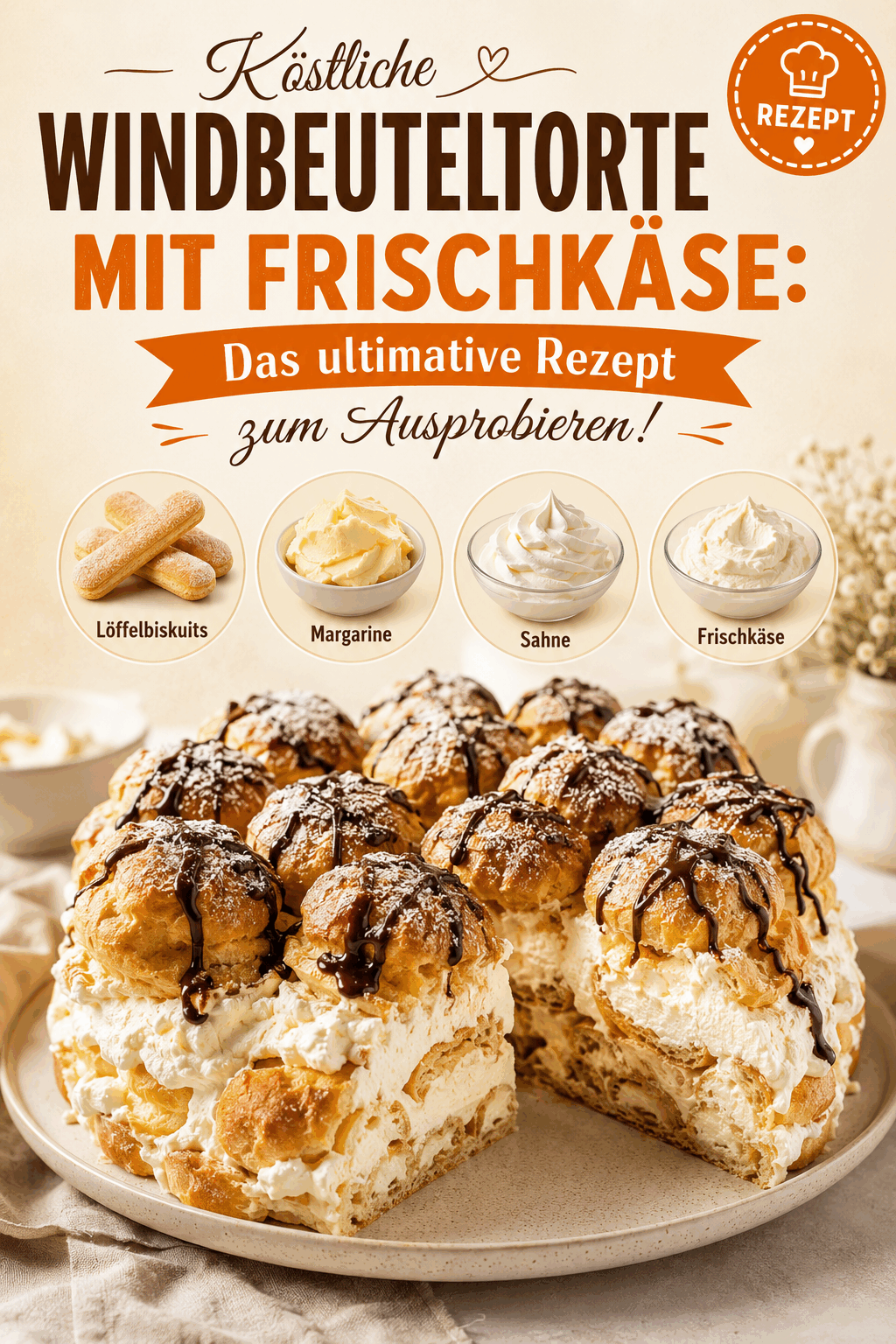 Köstliche Windbeuteltorte mit Frischkäse: Das ultimative Rezept zum Ausprobieren!