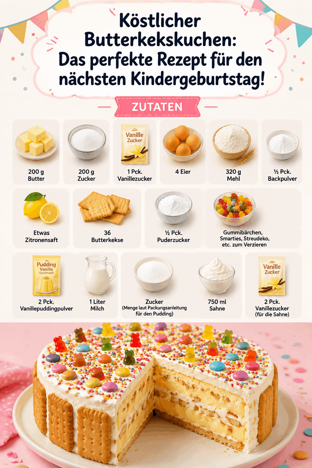 Köstlicher Butterkekskuchen: Das perfekte Rezept für den nächsten Kindergeburtstag!