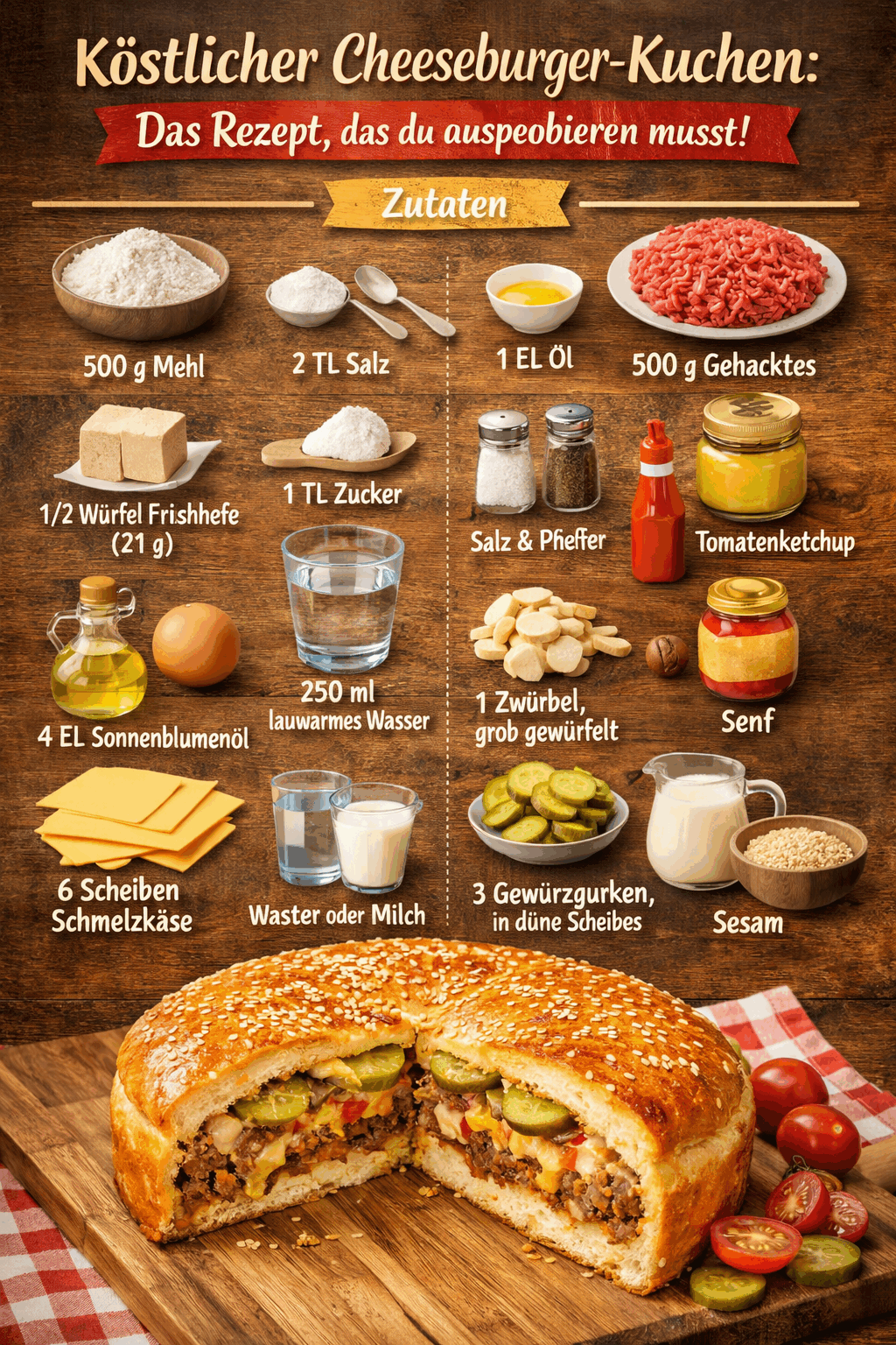 Köstlicher Cheeseburger-Kuchen: Das Rezept, das du ausprobieren musst!