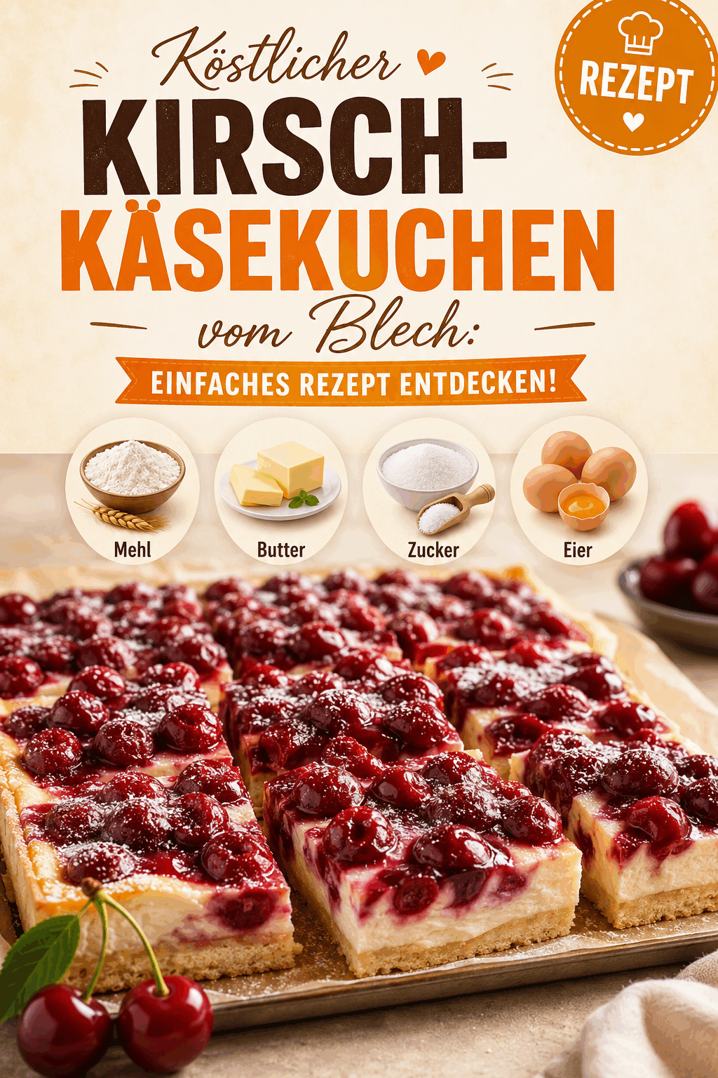 Köstlicher Kirsch-Käsekuchen vom Blech: Einfaches Rezept entdecken!