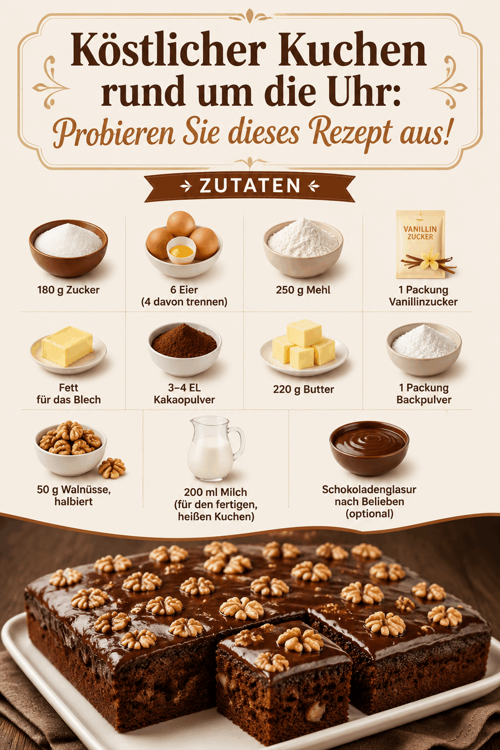 Köstlicher Kuchen rund um die Uhr: Probieren Sie dieses Rezept aus!