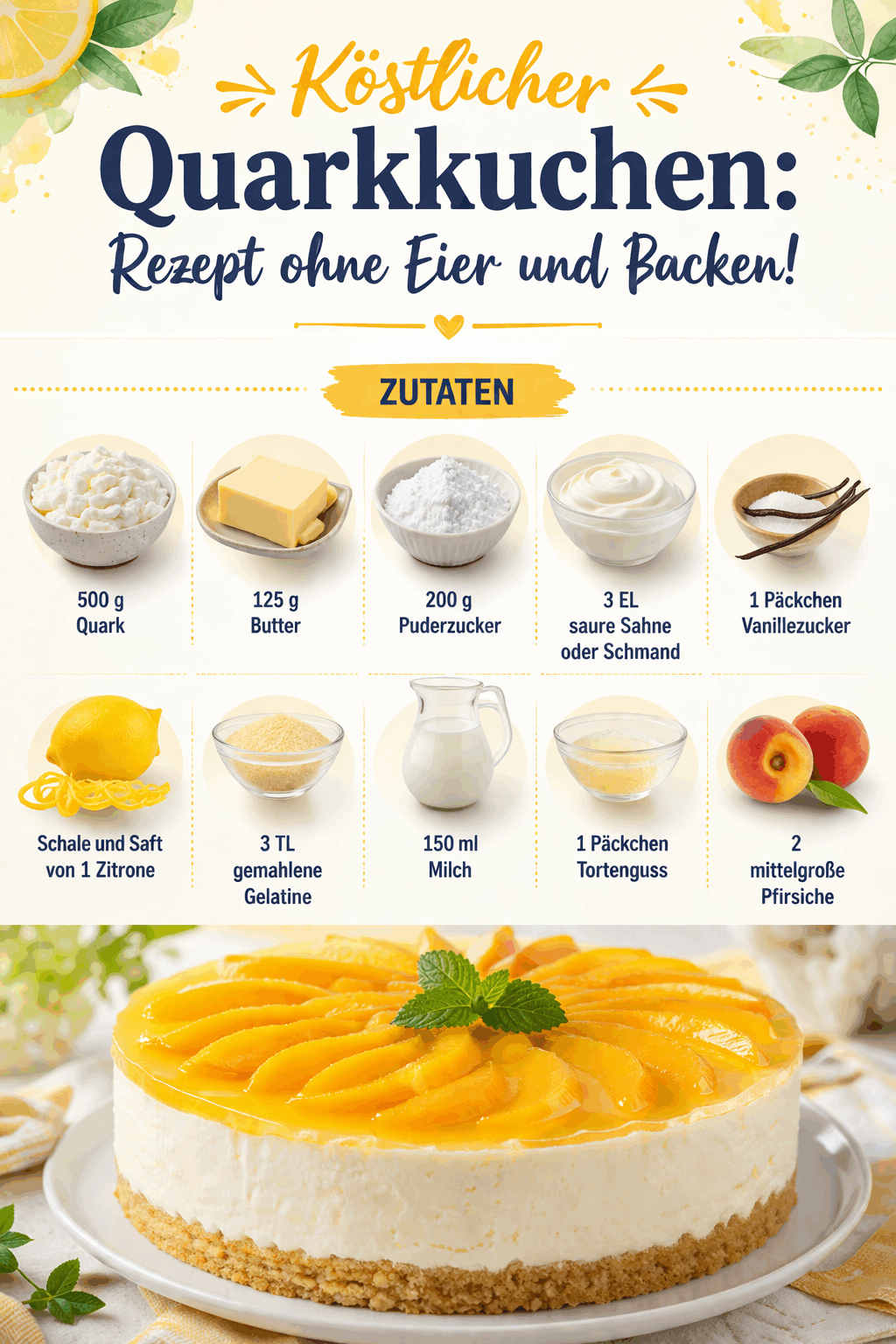 Köstlicher Quarkkuchen: Rezept ohne Eier und Backen!