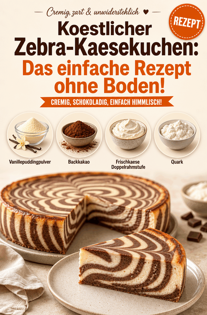 Köstlicher Zebra-Käsekuchen: Das einfache Rezept ohne Boden!