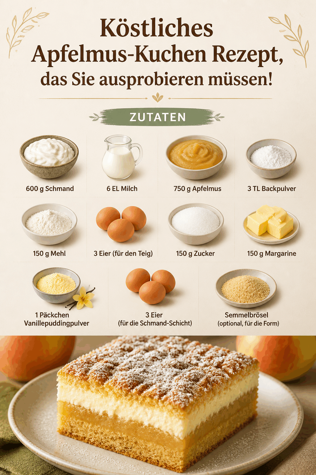 Köstliches Apfelmus-Kuchen Rezept, das Sie ausprobieren müssen!