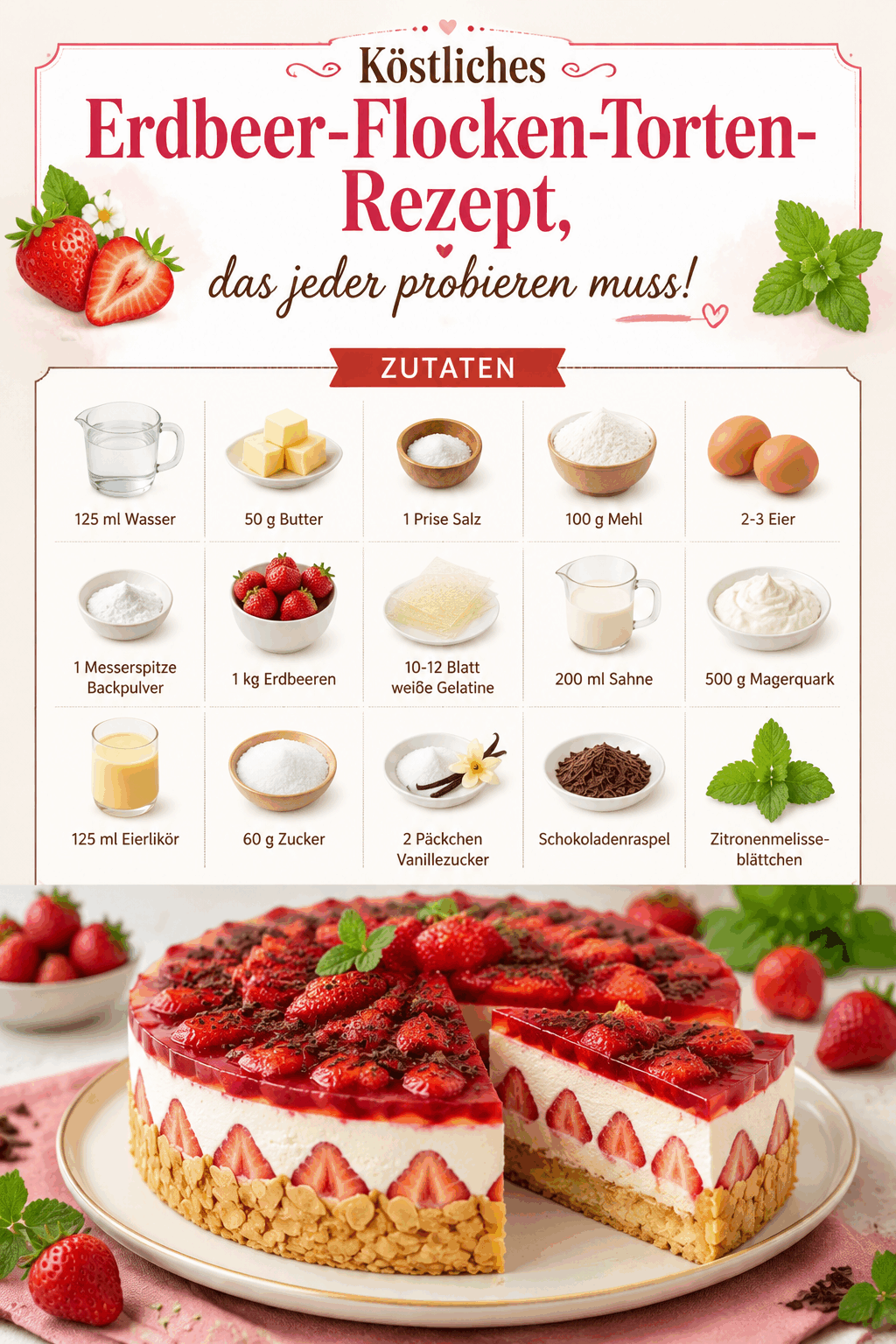 Köstliches Erdbeer-Flocken-Torten-Rezept, das jeder probieren muss!