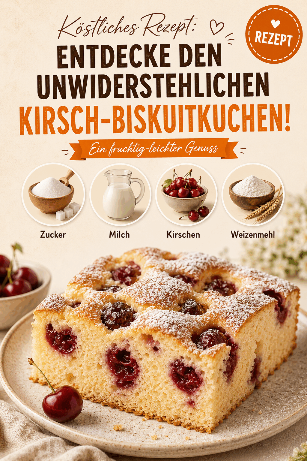 Köstliches Rezept: Entdecke den unwiderstehlichen Kirsch-Biskuitkuchen!
