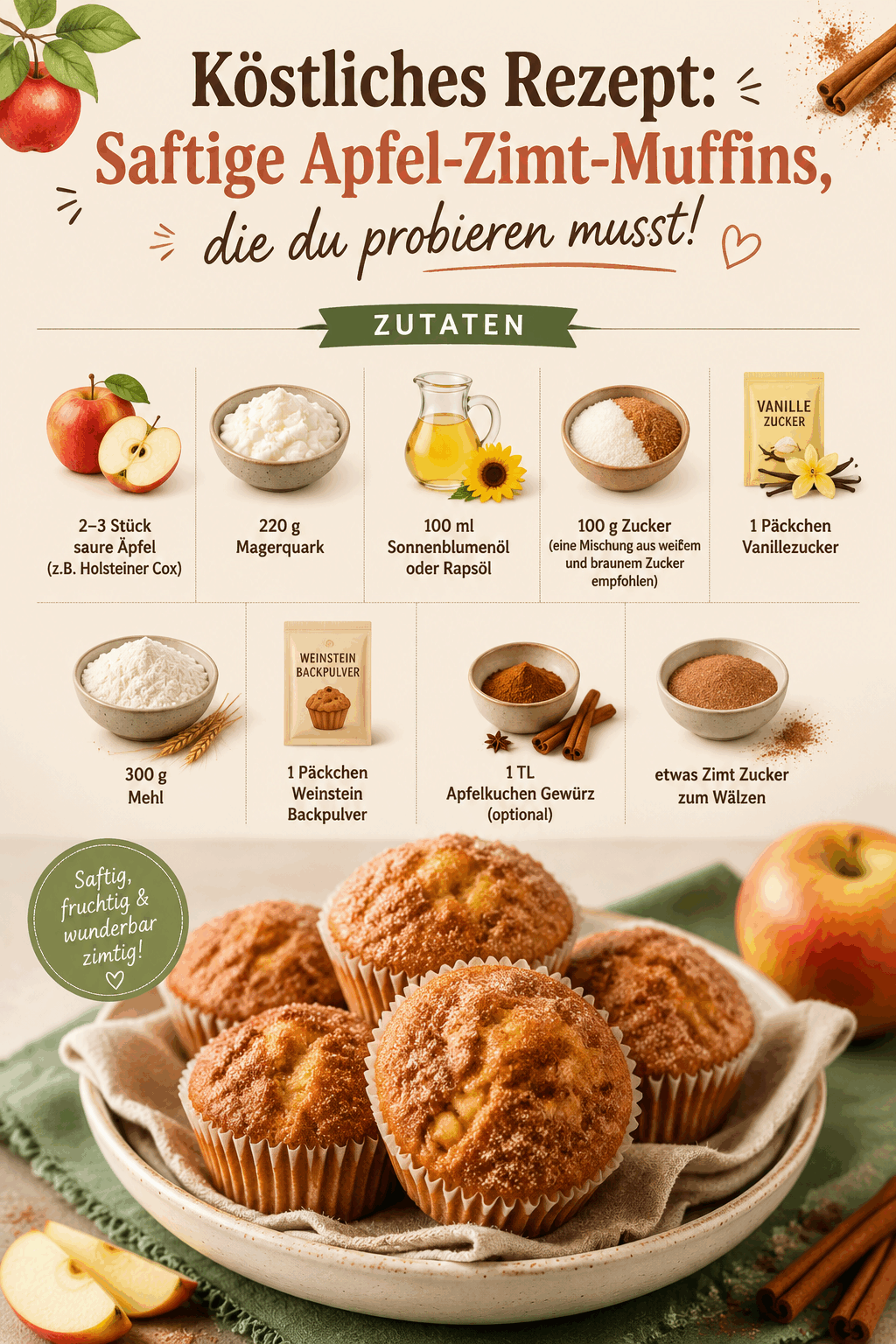 Köstliches Rezept: Saftige Apfel-Zimt-Muffins, die du probieren musst!