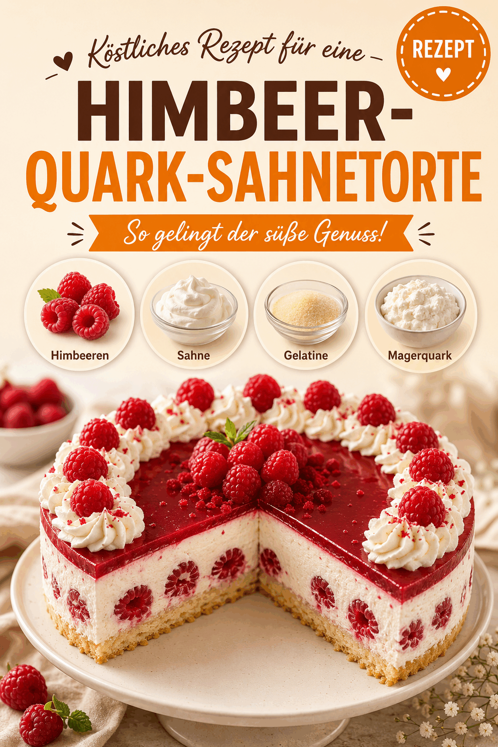 Köstliches Rezept für eine Himbeer-Quark-Sahnetorte: So gelingt der süße Genuss!