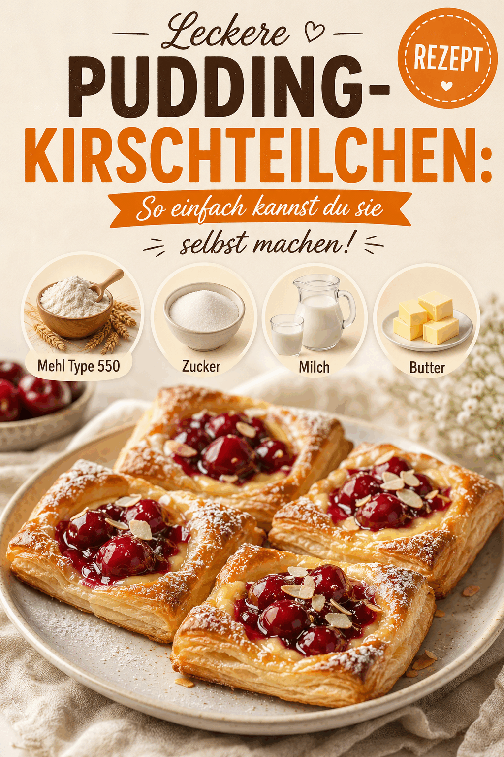Leckere Pudding-Kirschteilchen: So einfach kannst du sie selbst machen!