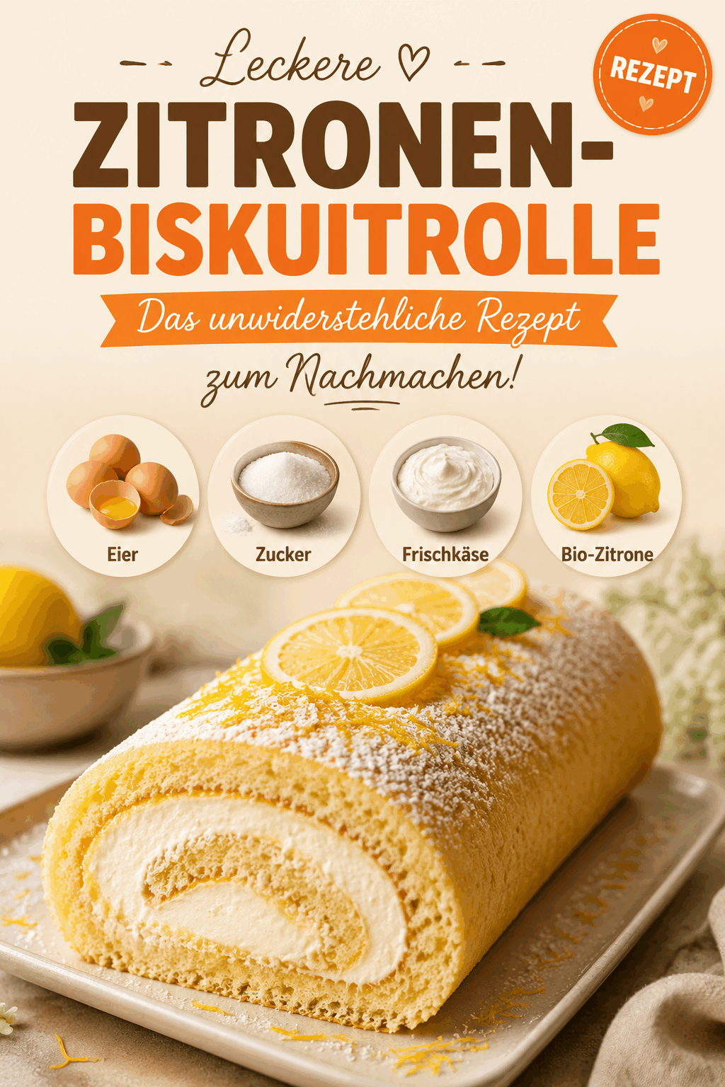 Leckere Zitronen-Biskuitrolle: Das unwiderstehliche Rezept zum Nachmachen!