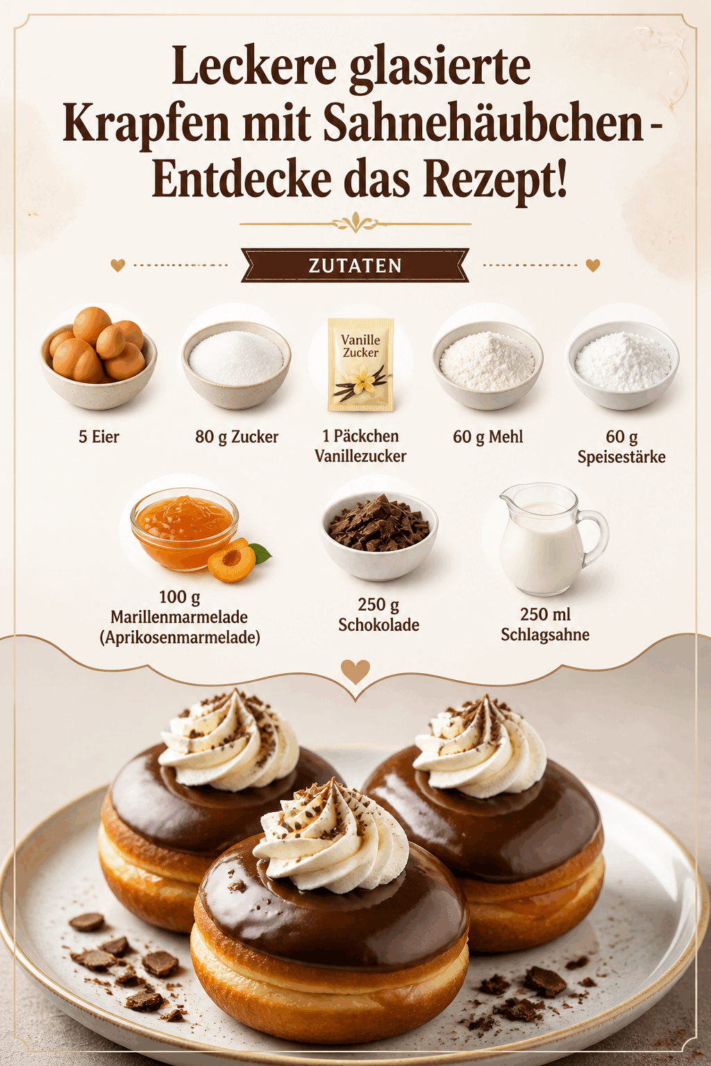 Leckere glasierte Krapfen mit Sahnehäubchen – Entdecke das Rezept!