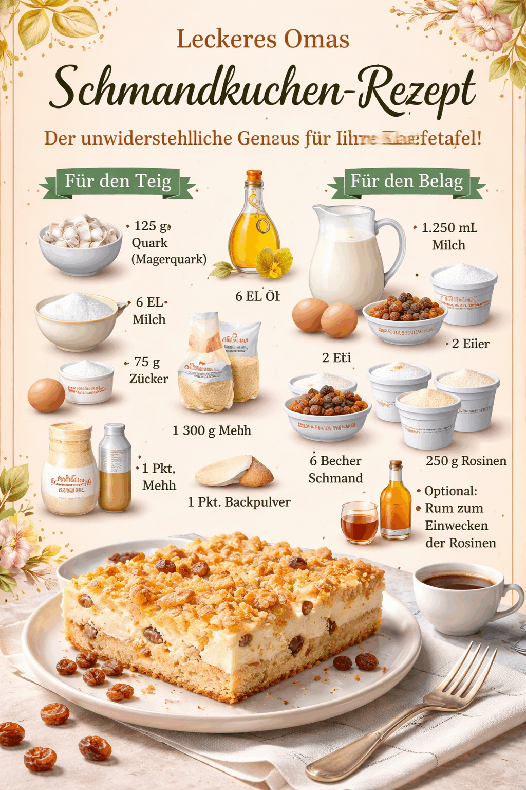 Leckeres Omas Schmandkuchen-Rezept: Der unwiderstehliche Genuss für Ihre Kaffeetafel!