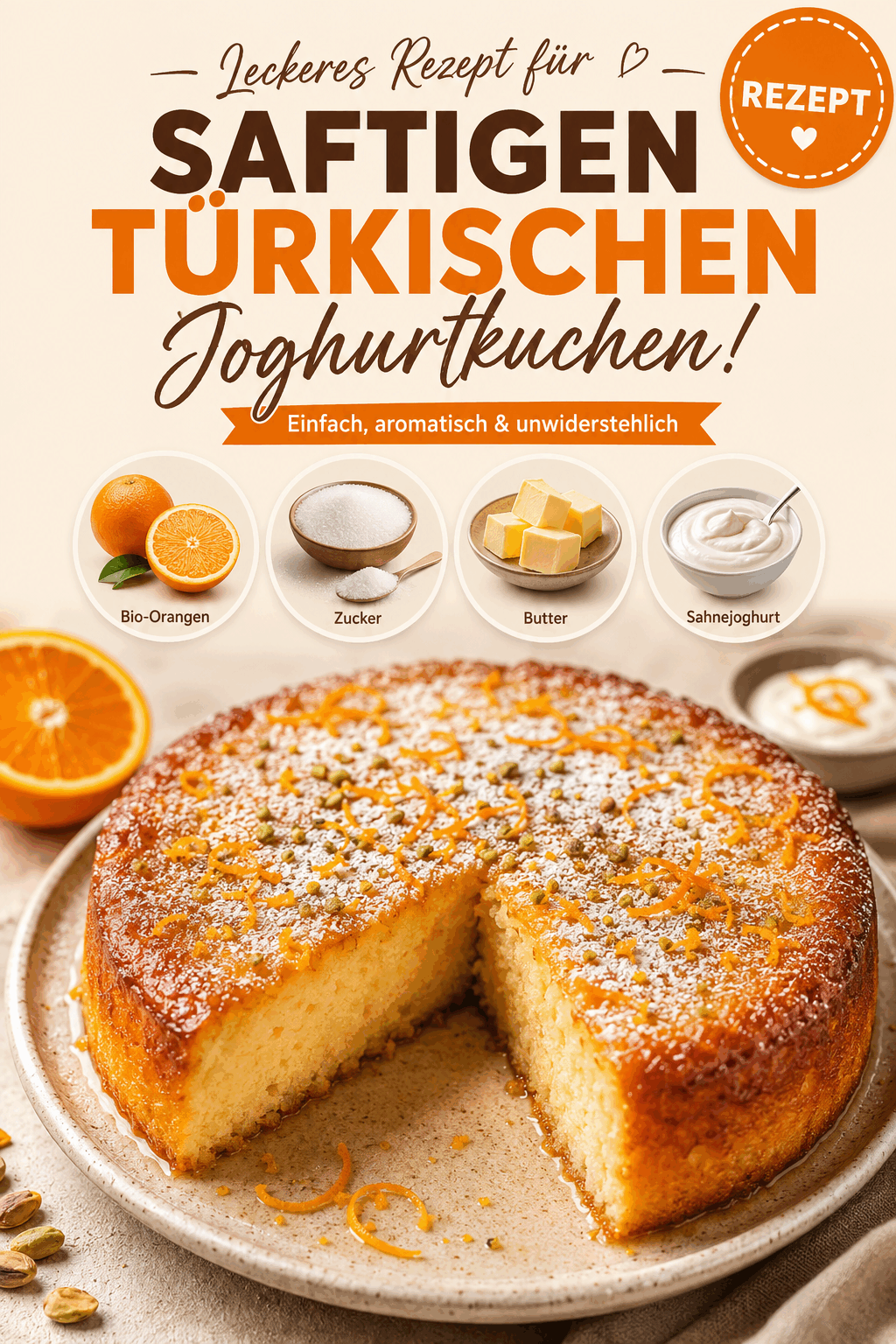 Leckeres Rezept für saftigen türkischen Joghurtkuchen!