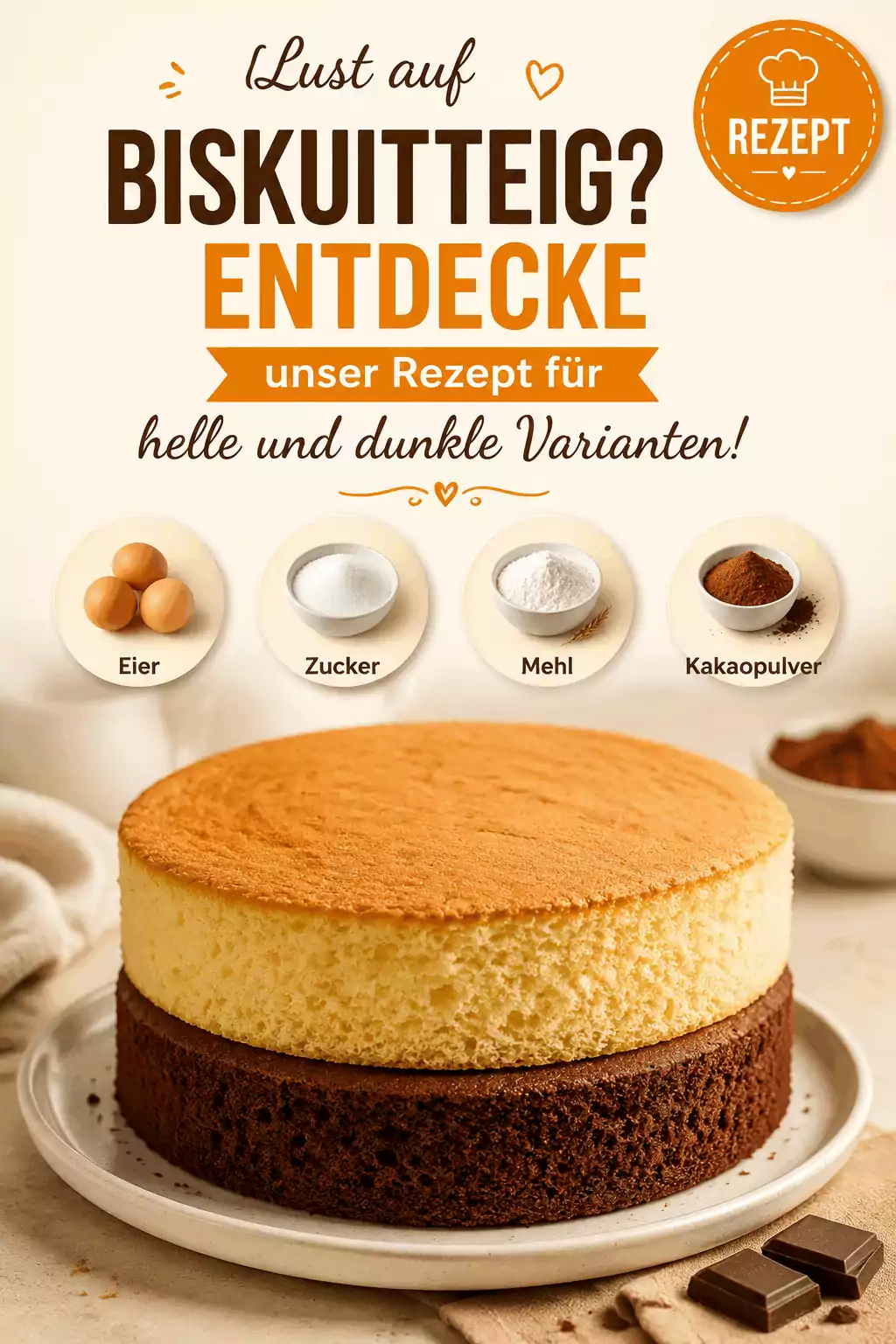 Lust auf Biskuitteig? Entdecke unser Rezept für helle und dunkle Varianten!