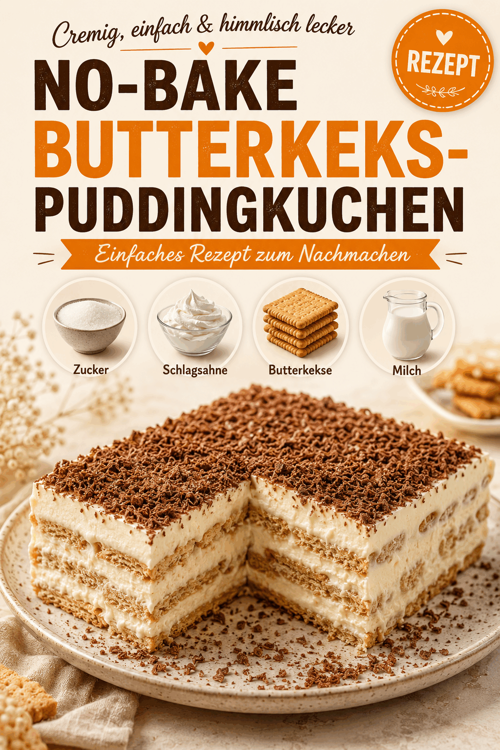 No-Bake Butterkeks-Puddingkuchen: Einfaches Rezept zum Nachmachen