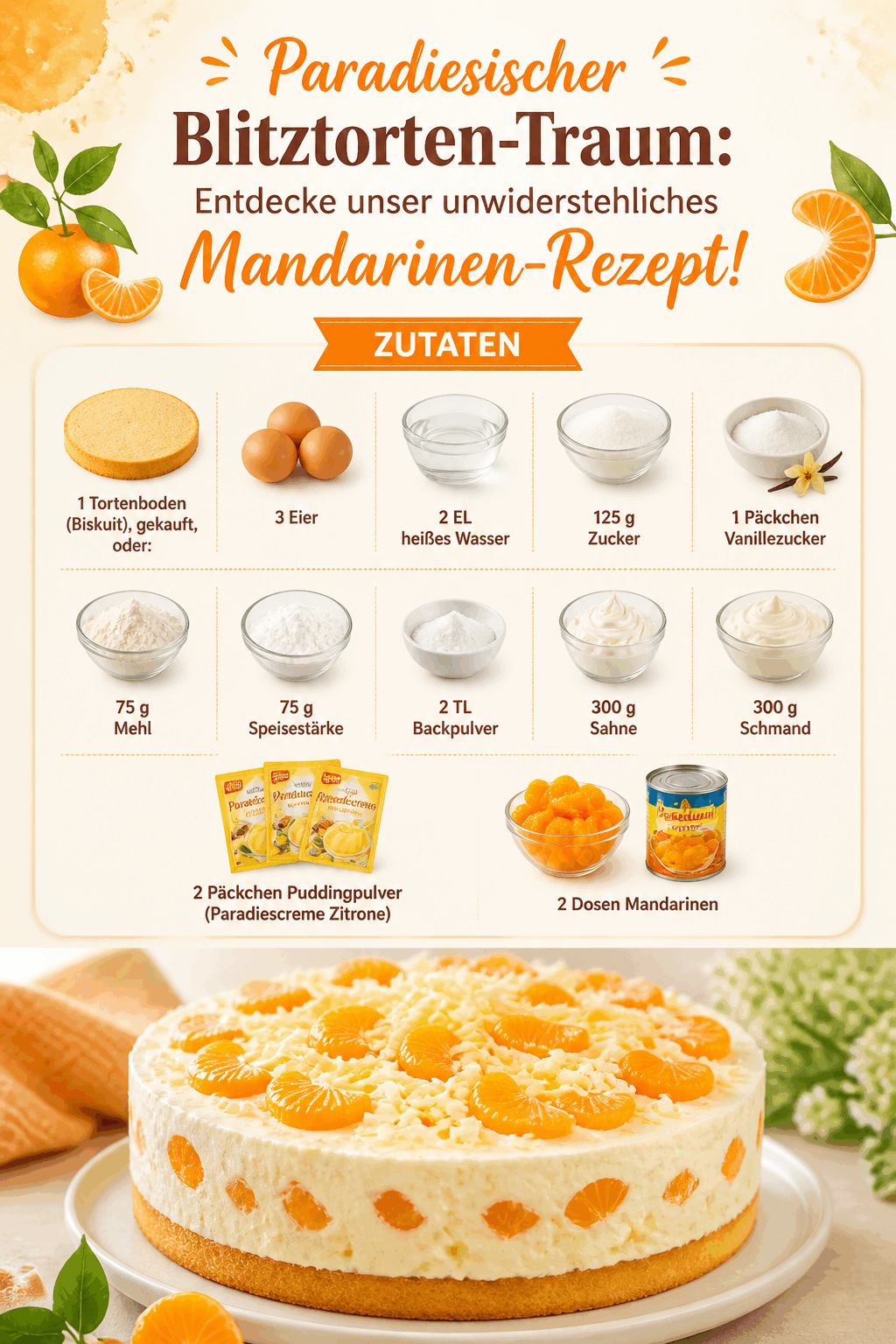 Paradiesischer Blitztorten-Traum: Entdecke unser unwiderstehliches Mandarinen-Rezept!