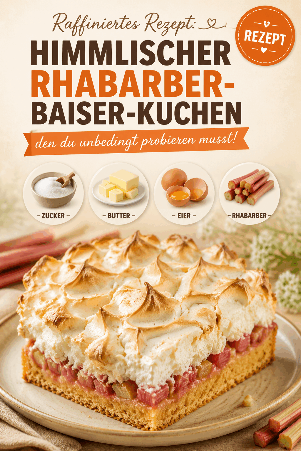 Raffiniertes Rezept: Himmlischer Rhabarber-Baiser-Kuchen, den du unbedingt probieren musst!