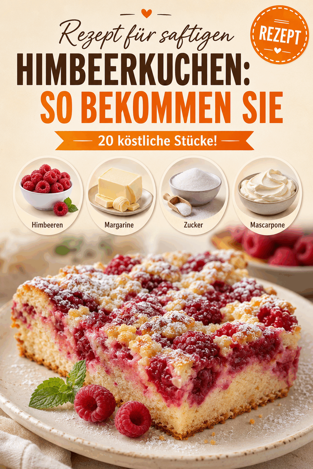 Rezept für saftigen Himbeerkuchen: So bekommen Sie 20 köstliche Stücke!