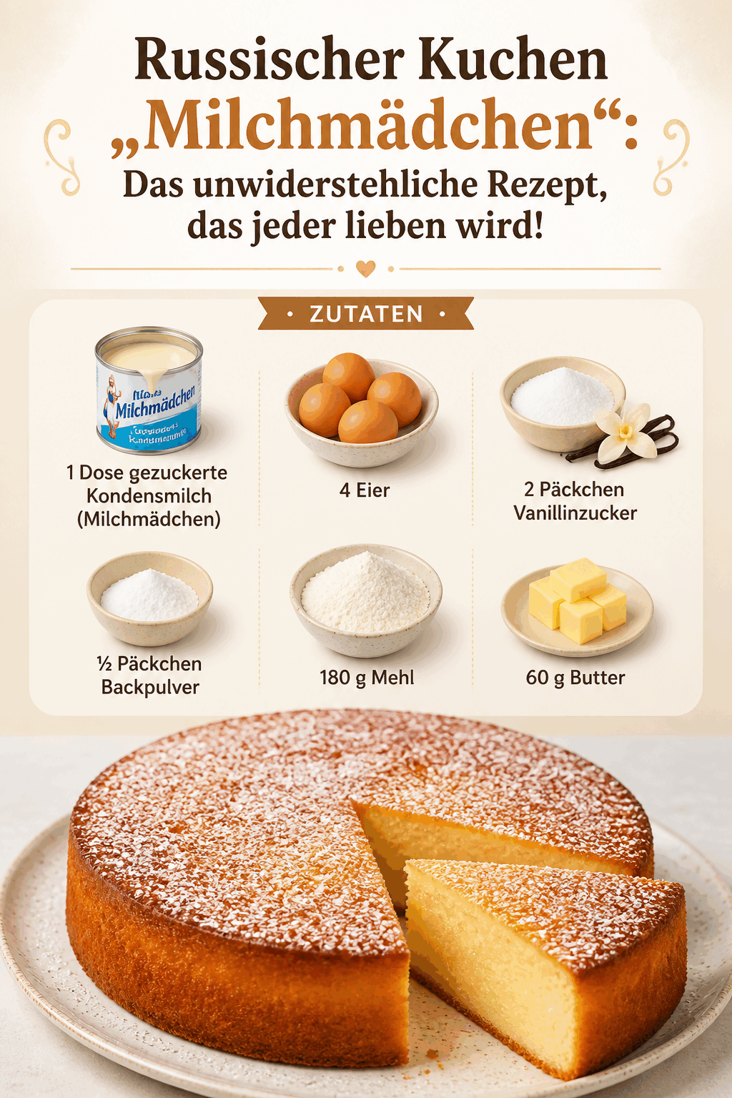 Russischer Kuchen „Milchmädchen“: Das unwiderstehliche Rezept, das jeder lieben wird!