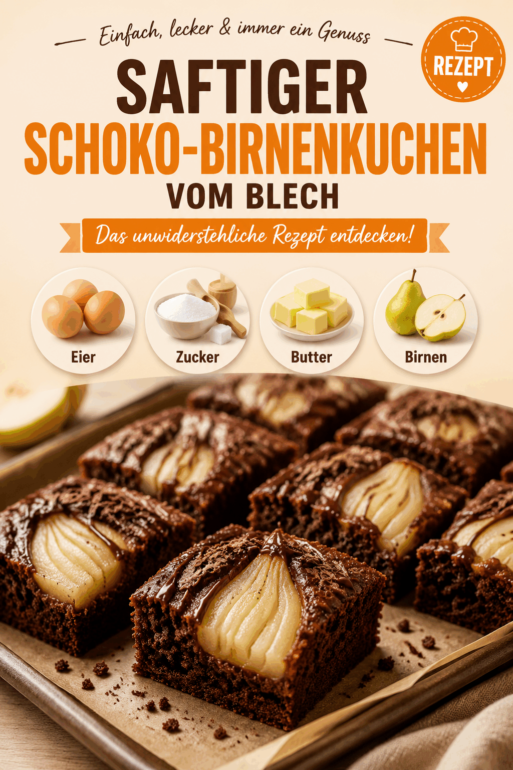 Saftiger Schoko-Birnenkuchen vom Blech – Das unwiderstehliche Rezept entdecken!