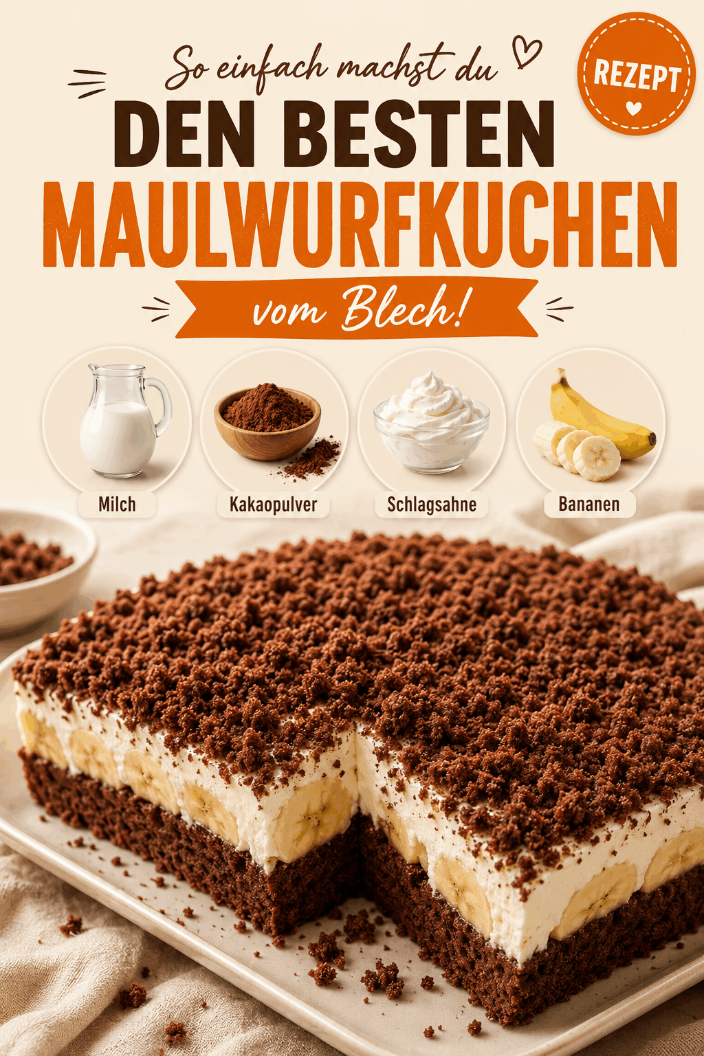 So einfach machst du den besten Maulwurfkuchen vom Blech!