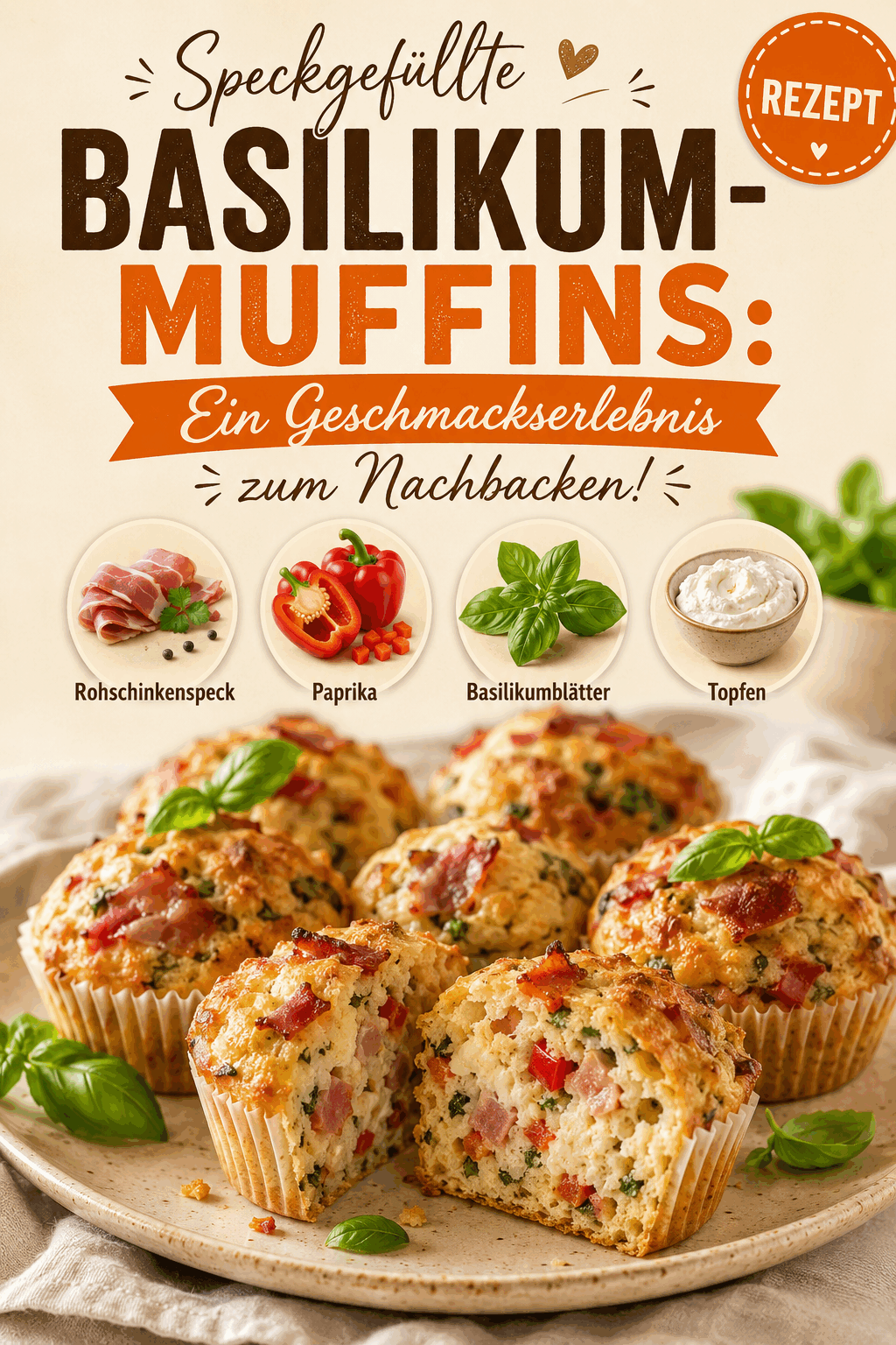 Speckgefüllte Basilikum-Muffins: Ein Geschmackserlebnis zum Nachbacken!