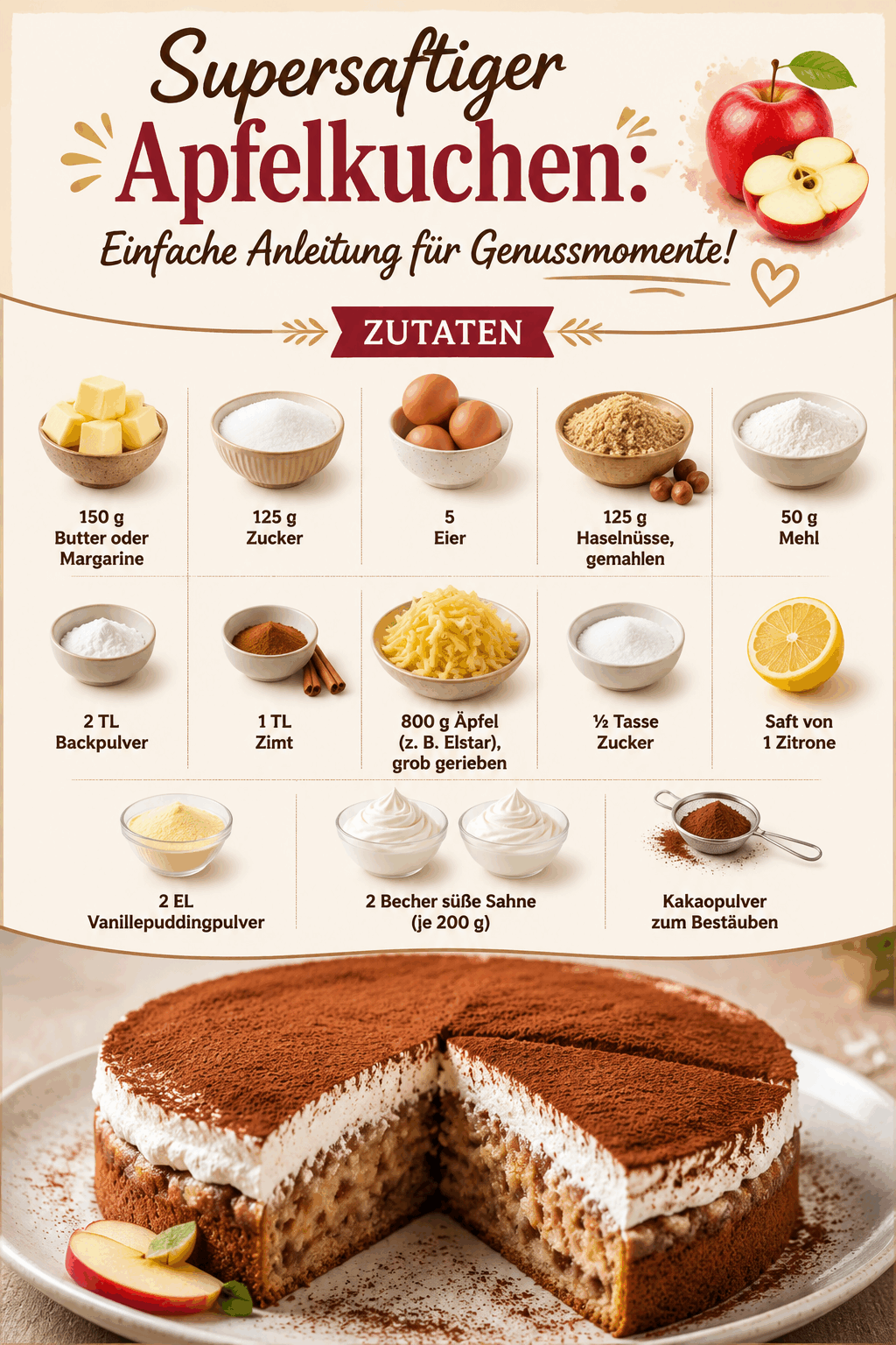 Supersaftiger Apfelkuchen: Einfache Anleitung für Genussmomente!