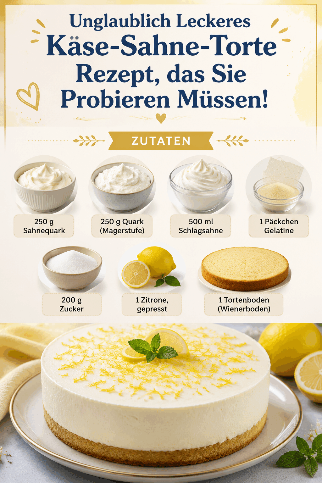 Unglaublich Leckeres Käse-Sahne-Torte Rezept, das Sie Probieren Müssen!