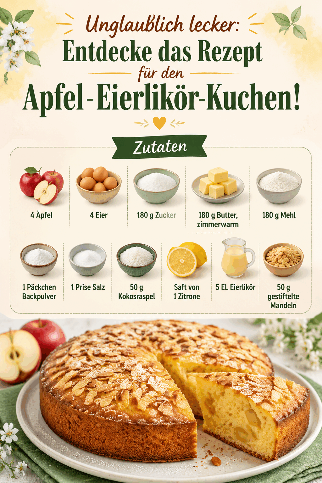 Unglaublich lecker: Entdecke das Rezept für den Apfel-Eierlikör-Kuchen!
