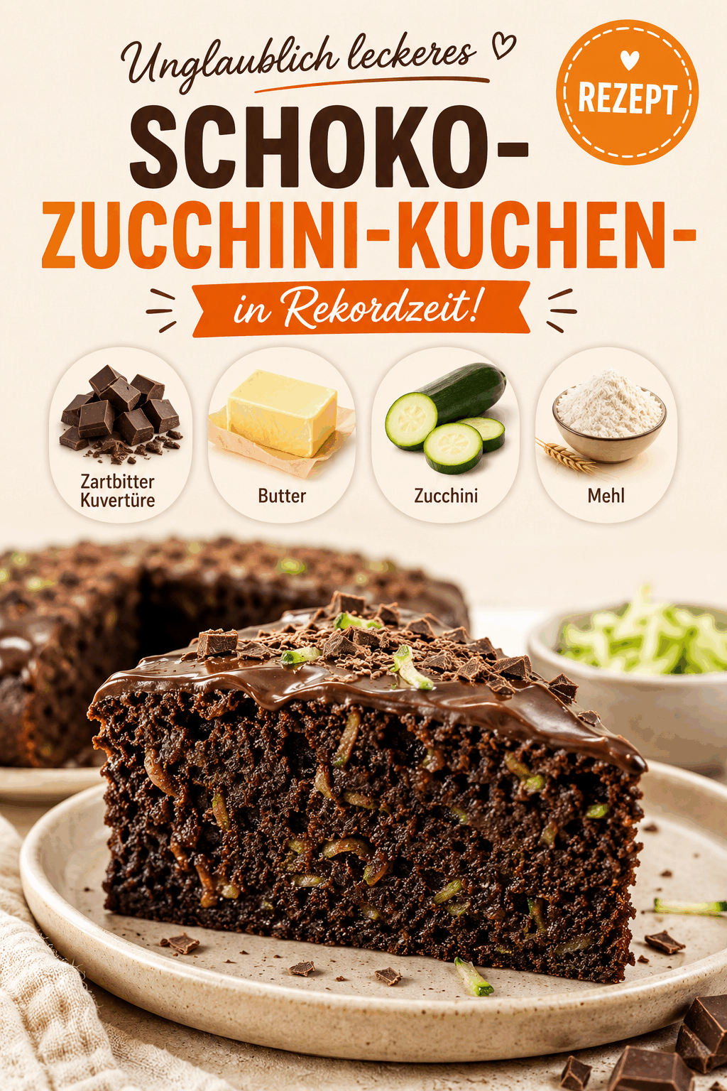 Unglaublich leckeres Schoko-Zucchini-Kuchen-Rezept in Rekordzeit!