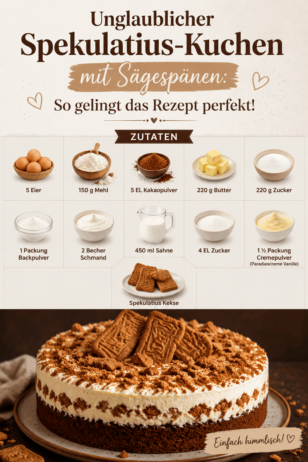 Unglaublicher Spekulatius-Kuchen mit Sägespänen: So gelingt das Rezept perfekt!