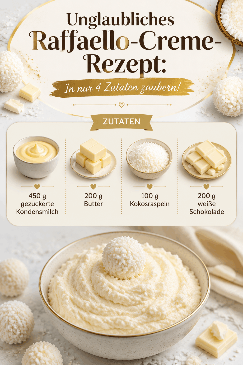 Unglaubliches Raffaello-Creme-Rezept: In nur 4 Zutaten zaubern!