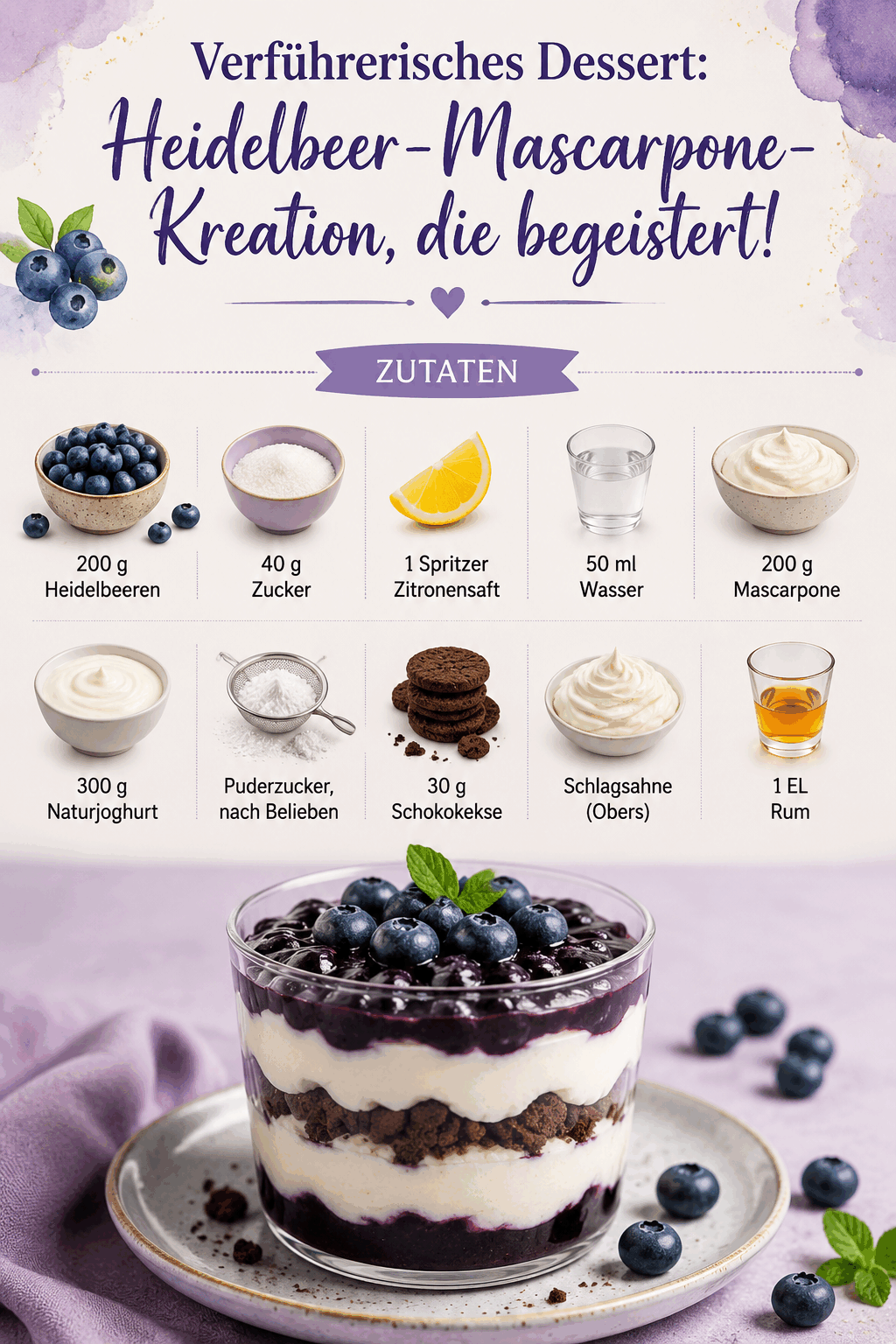 Verführerisches Dessert: Heidelbeer-Mascarpone-Kreation, die begeistert!