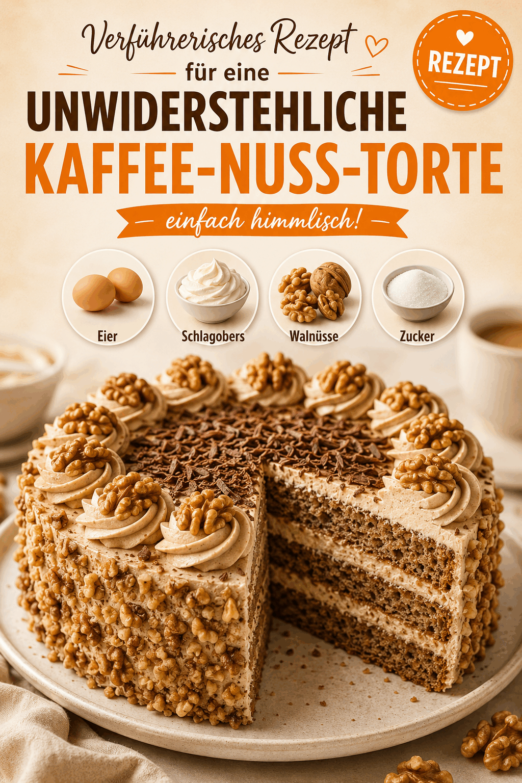 Verführerisches Rezept für eine unwiderstehliche Kaffee-Nuss-Torte