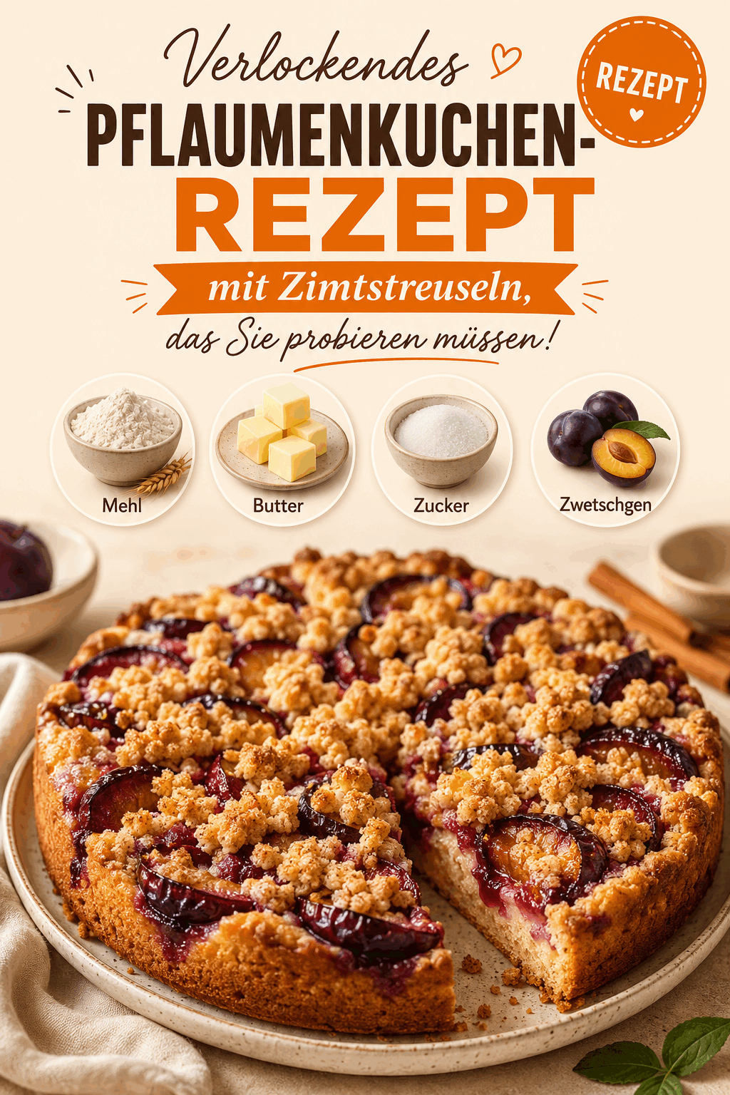 Verlockendes Pflaumenkuchen-Rezept mit Zimtstreuseln, das Sie probieren müssen!