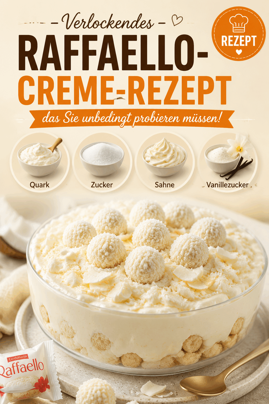 Verlockendes Raffaello-Creme-Rezept, das Sie unbedingt probieren müssen!