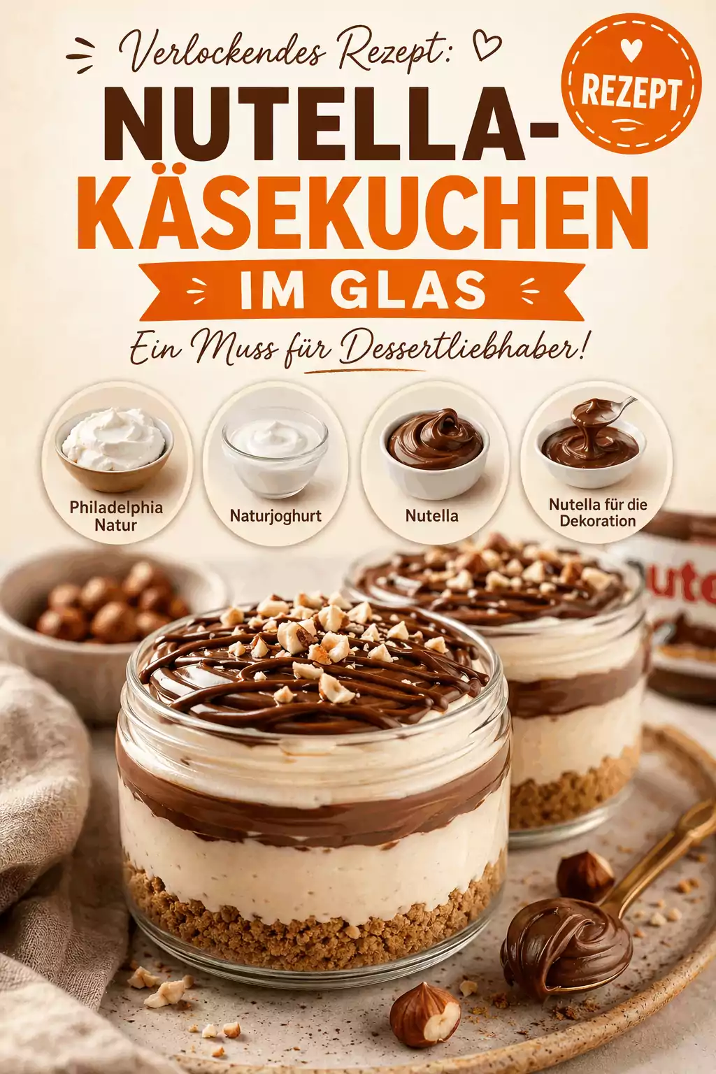 Verlockendes Rezept: Nutella-Käsekuchen im Glas – Ein Muss für Dessertliebhaber!