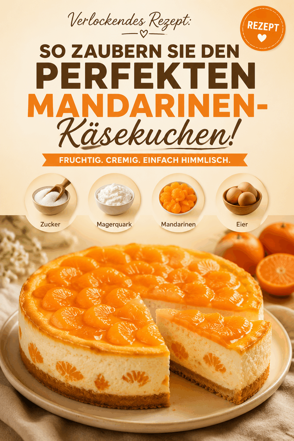 Verlockendes Rezept: So zaubern Sie den perfekten Mandarinen-Käsekuchen!