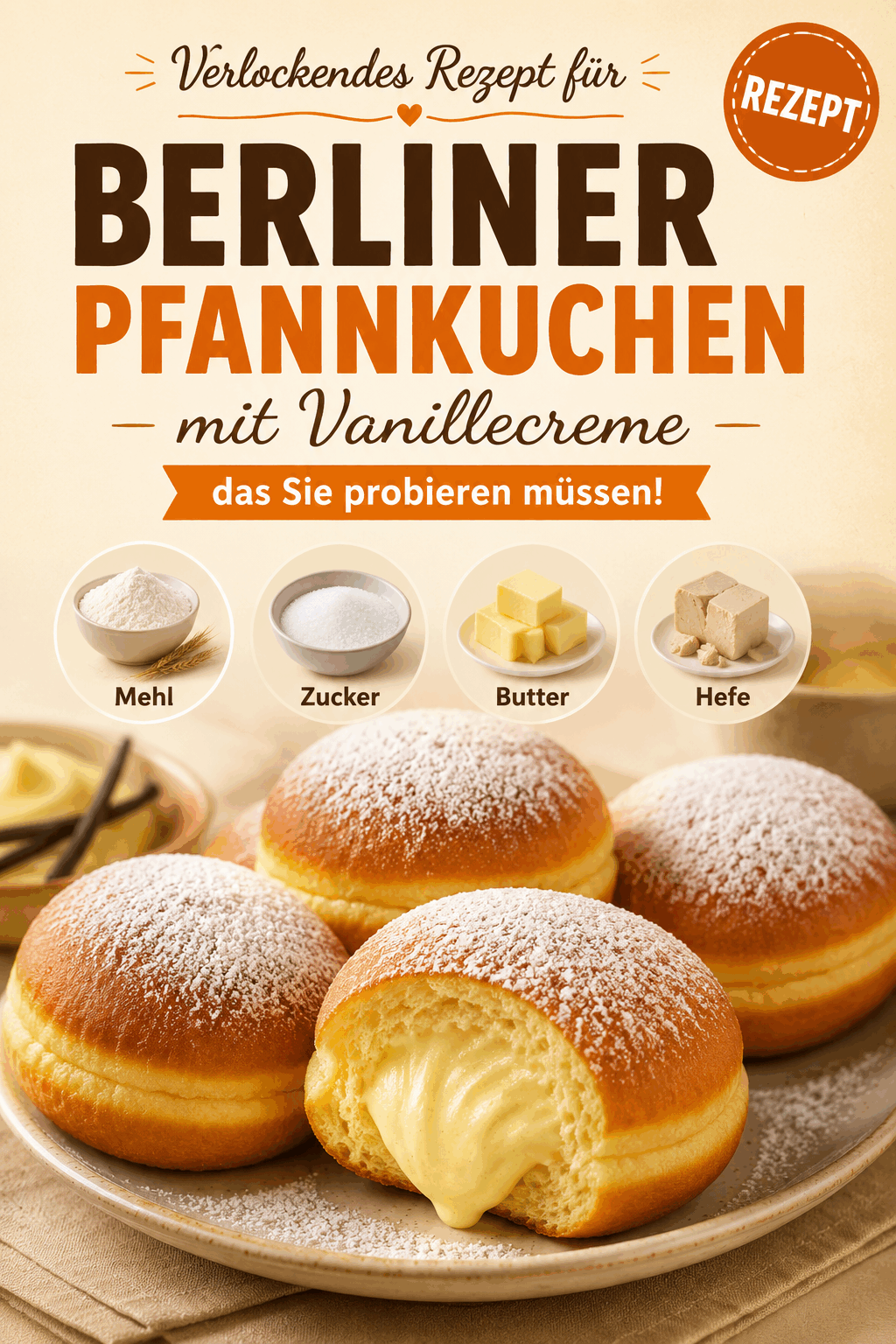 Verlockendes Rezept für Berliner Pfannkuchen mit Vanillecreme, das Sie probieren müssen!