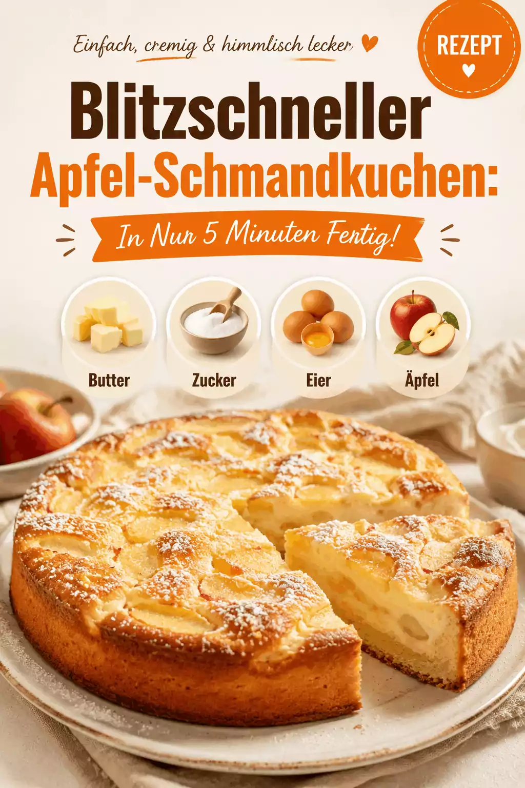 Blitzschneller Apfel-Schmandkuchen: In Nur 5 Minuten Fertig!