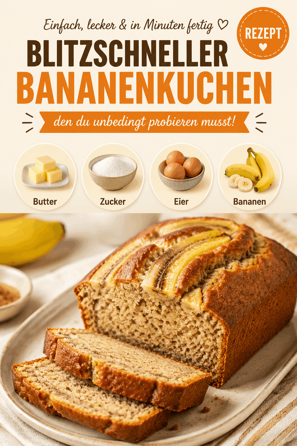 Blitzschneller Bananenkuchen, den du unbedingt probieren musst!