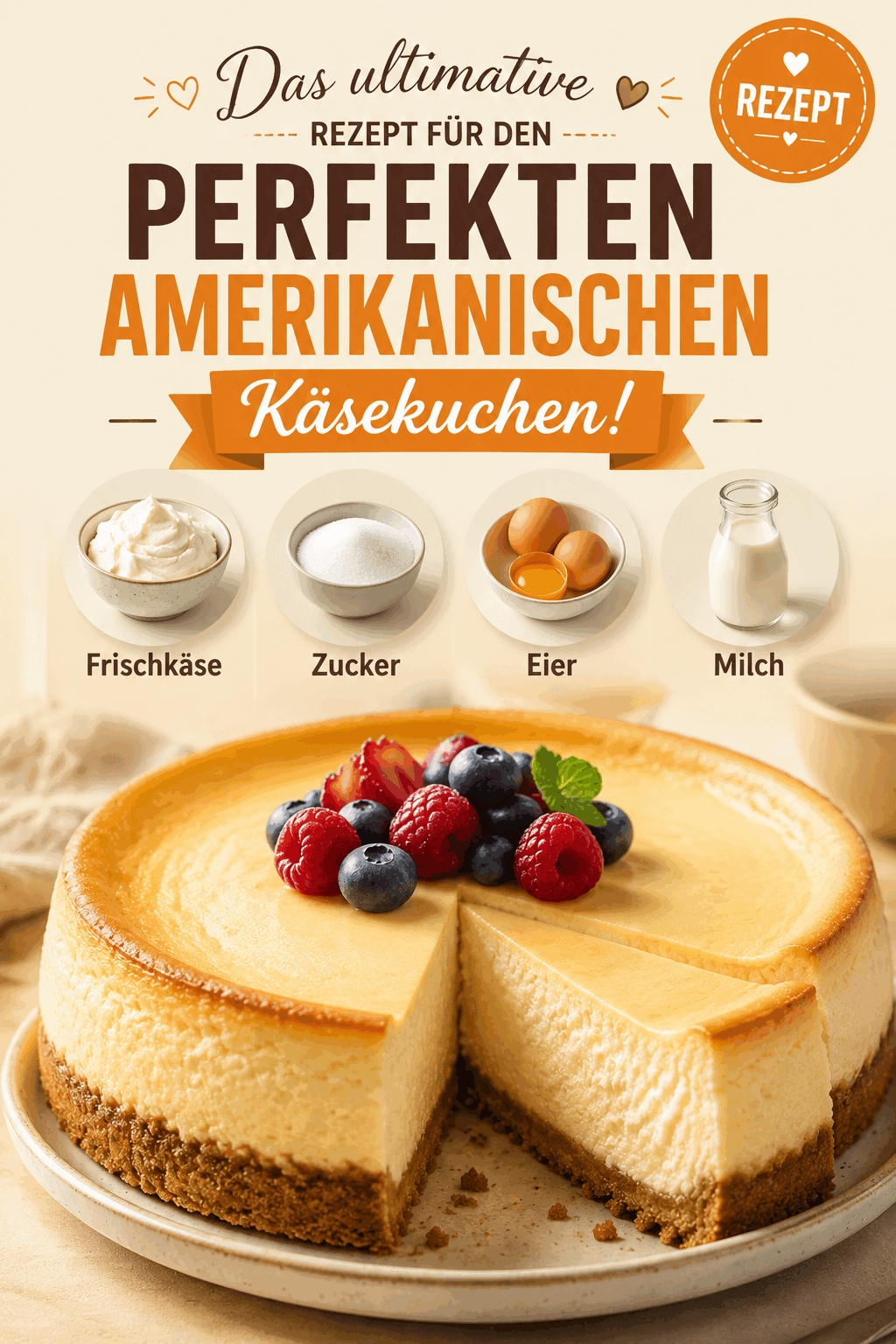 Das ultimative Rezept für den perfekten amerikanischen Käsekuchen!