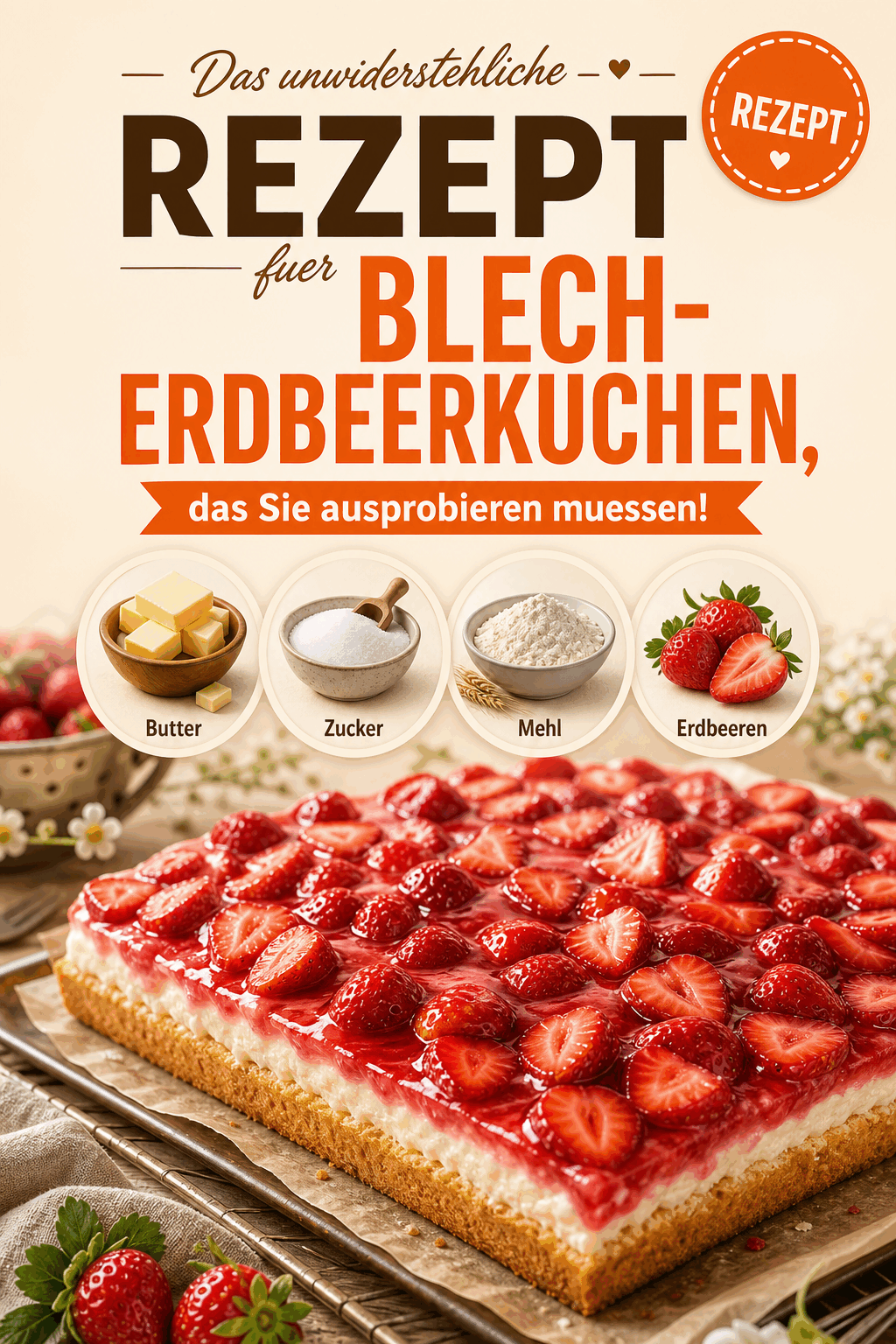 Das unwiderstehliche Rezept für Blech-Erdbeerkuchen, das Sie ausprobieren müssen!
