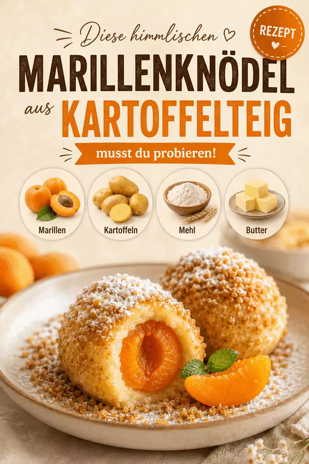 Diese himmlischen Marillenknödel aus Kartoffelteig musst du probieren!