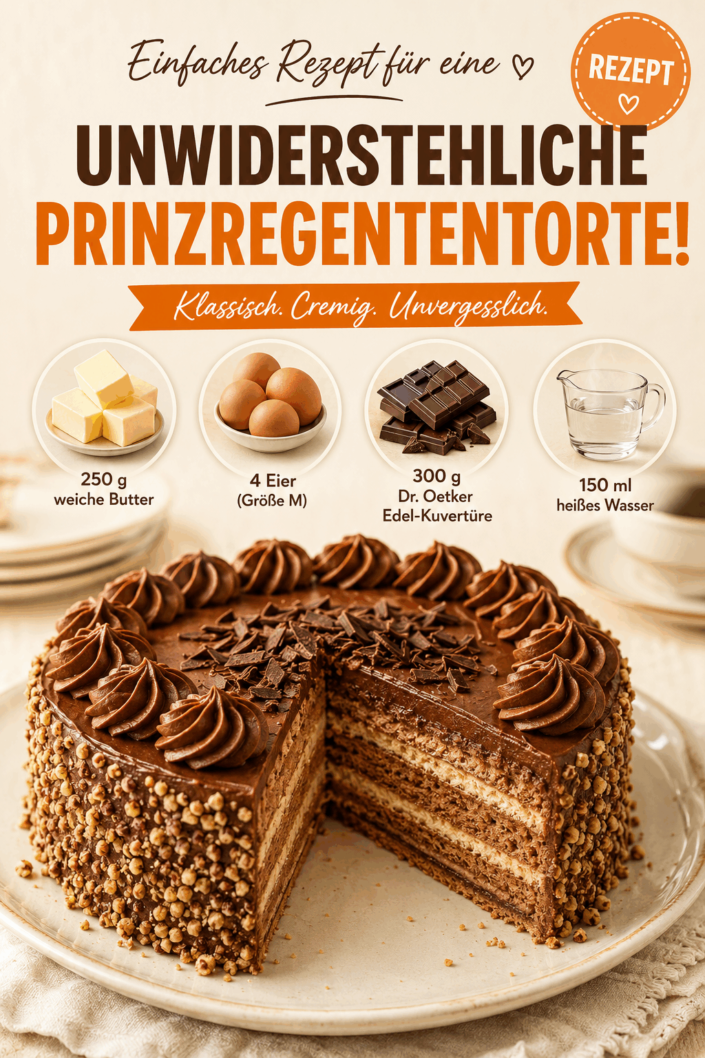 Einfaches Rezept für eine unwiderstehliche Prinzregententorte!