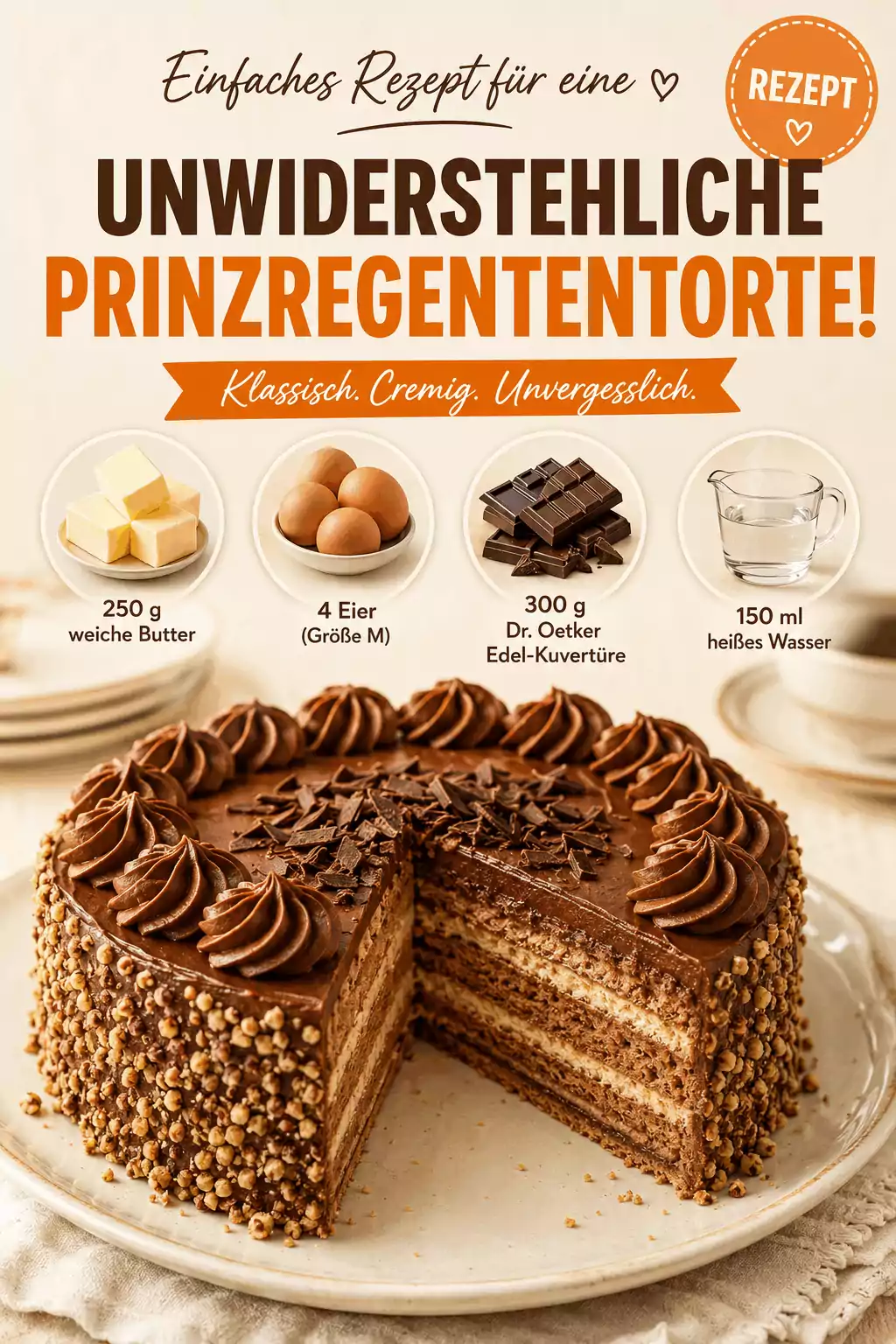 Einfaches Rezept für eine unwiderstehliche Prinzregententorte!