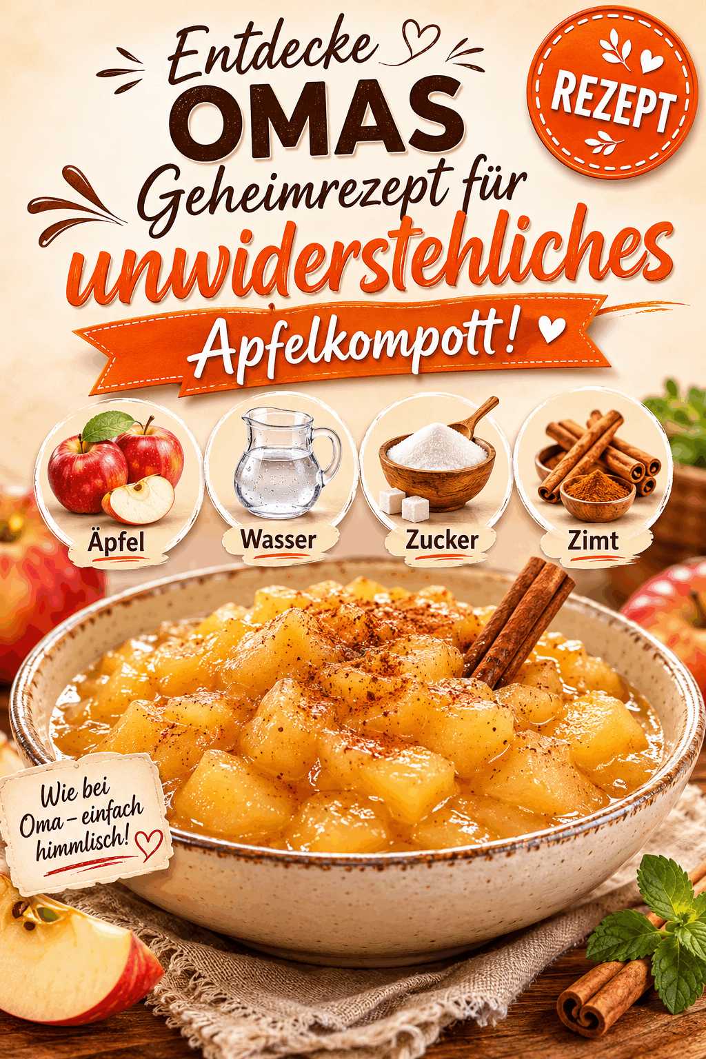 Entdecke Omas Geheimrezept für unwiderstehliches Apfelkompott!