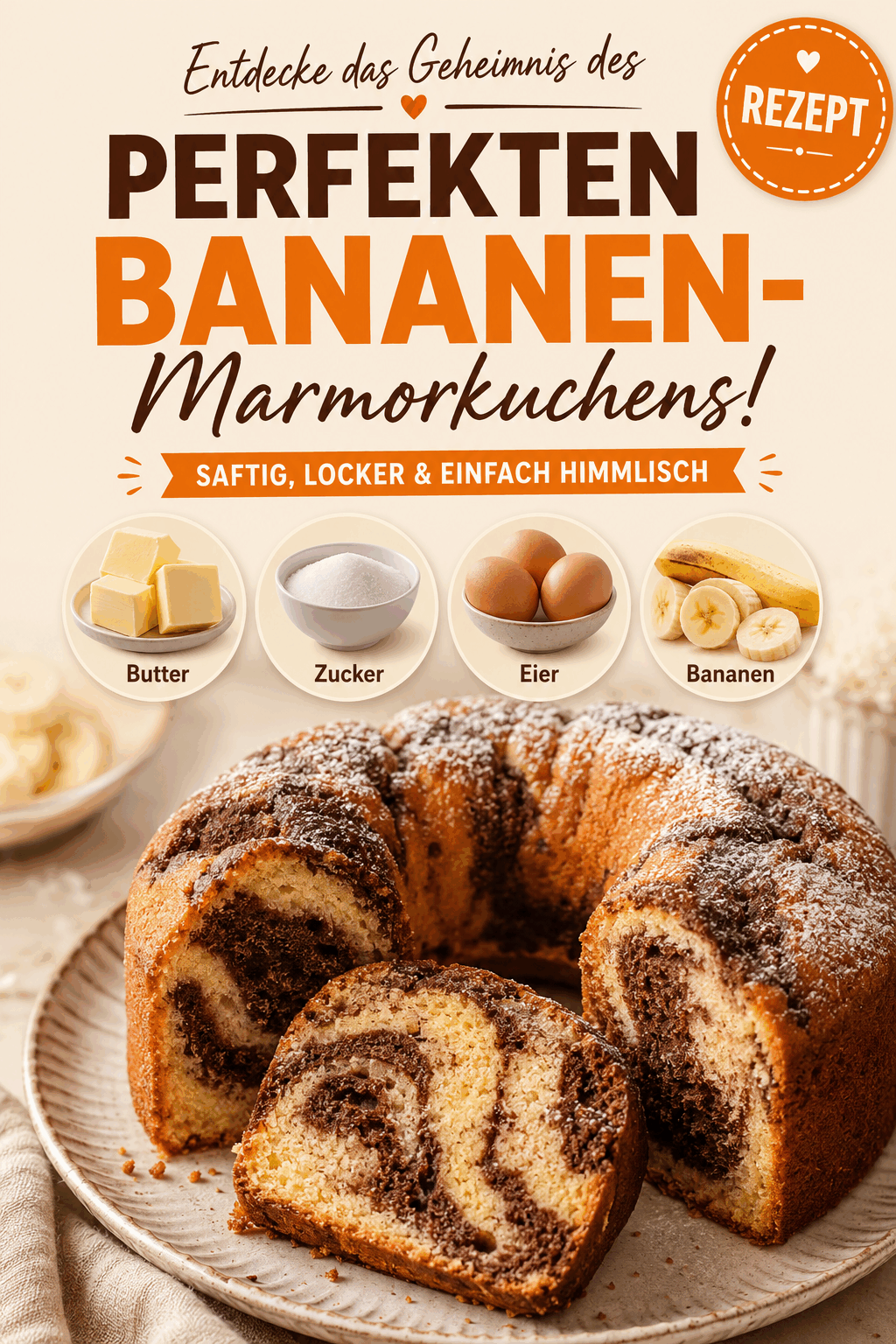 Entdecke das Geheimnis des perfekten Bananen-Marmorkuchens!