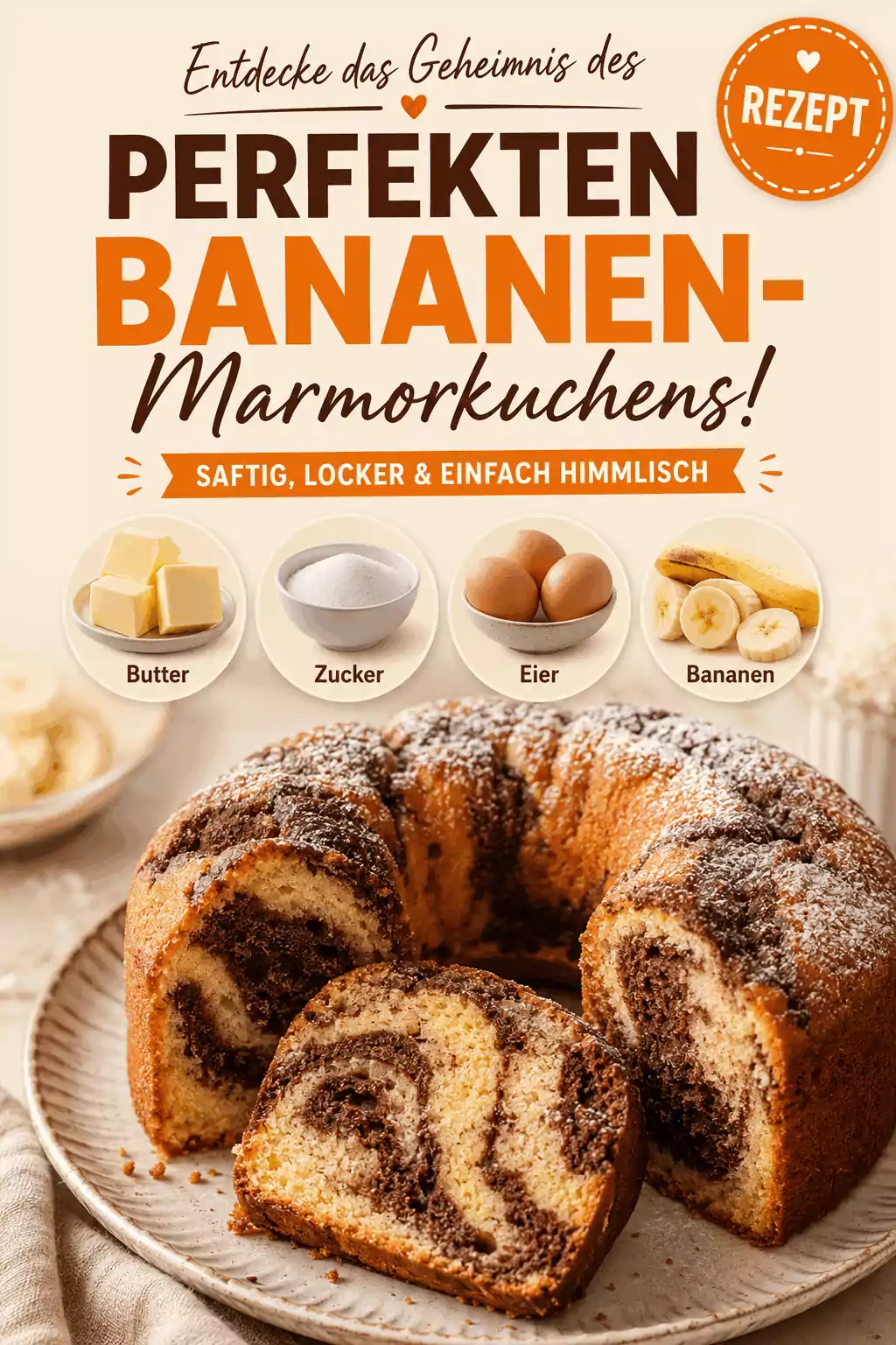 Entdecke das Geheimnis des perfekten Bananen-Marmorkuchens!